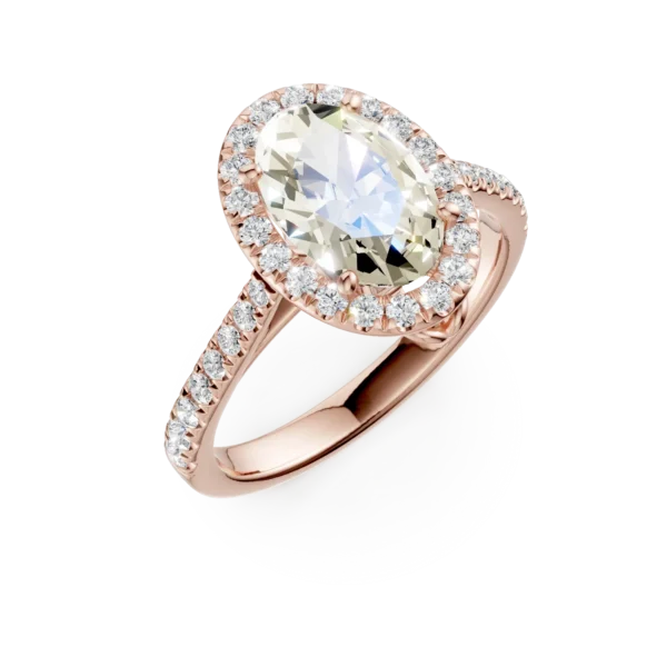 Inel de logodna din aur roz cu diamante ovale si rotunde de 1.3ct