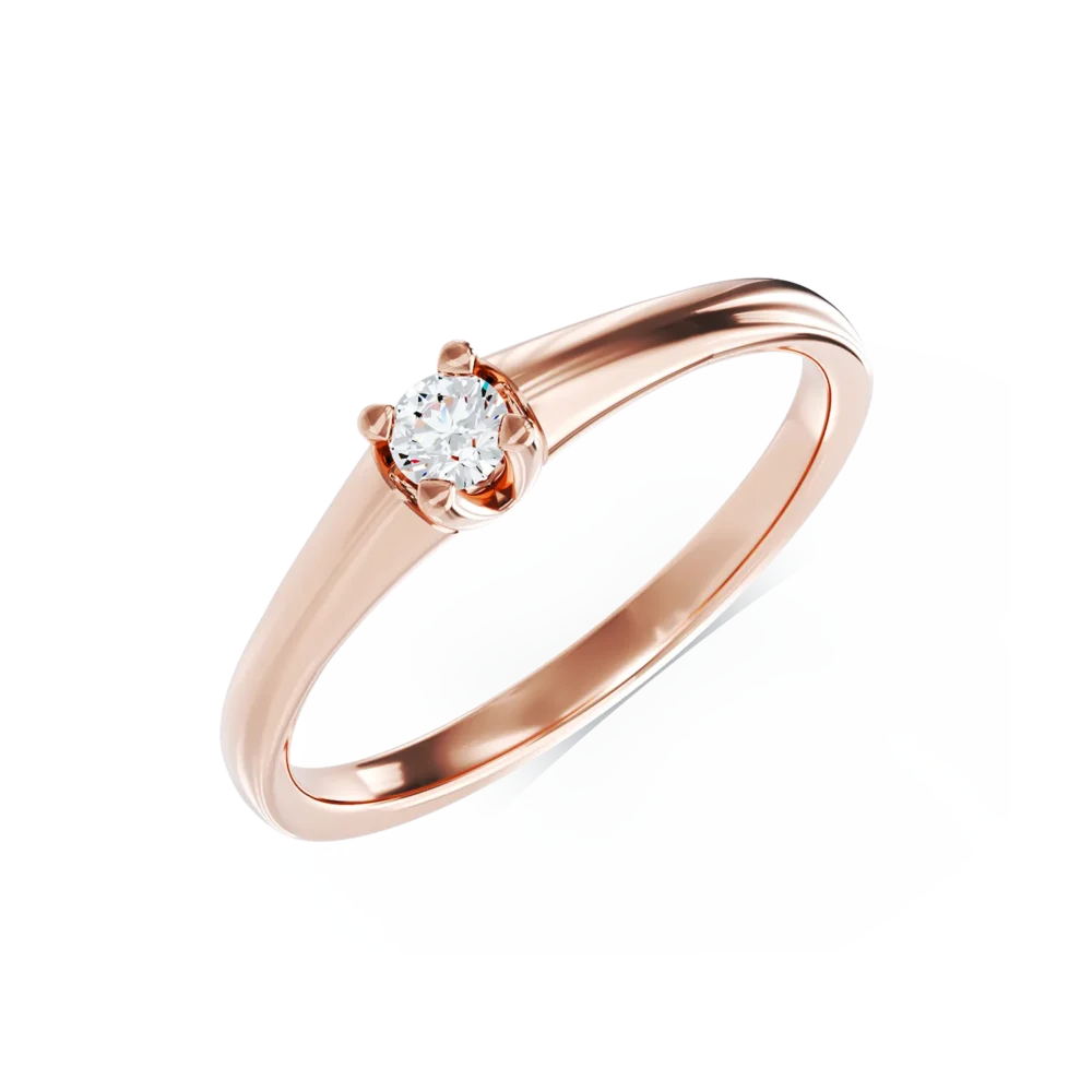 Inel de logodna din aur roz cu diamant de 0.145ct