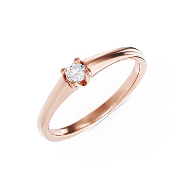Inel de logodna din aur roz cu diamant de 0.145ct