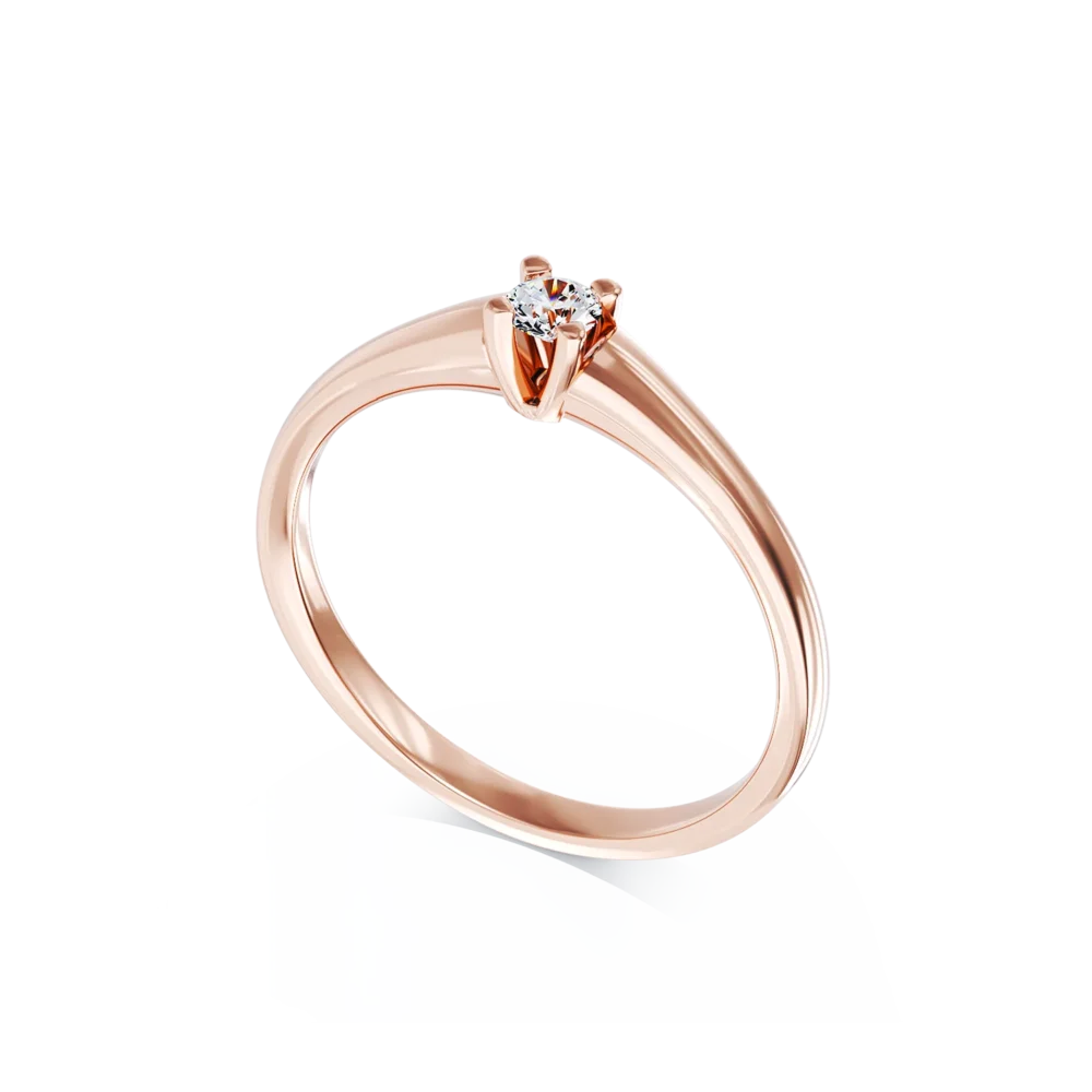 Inel de logodna din aur roz cu diamant de 0.145ct - imagine 2