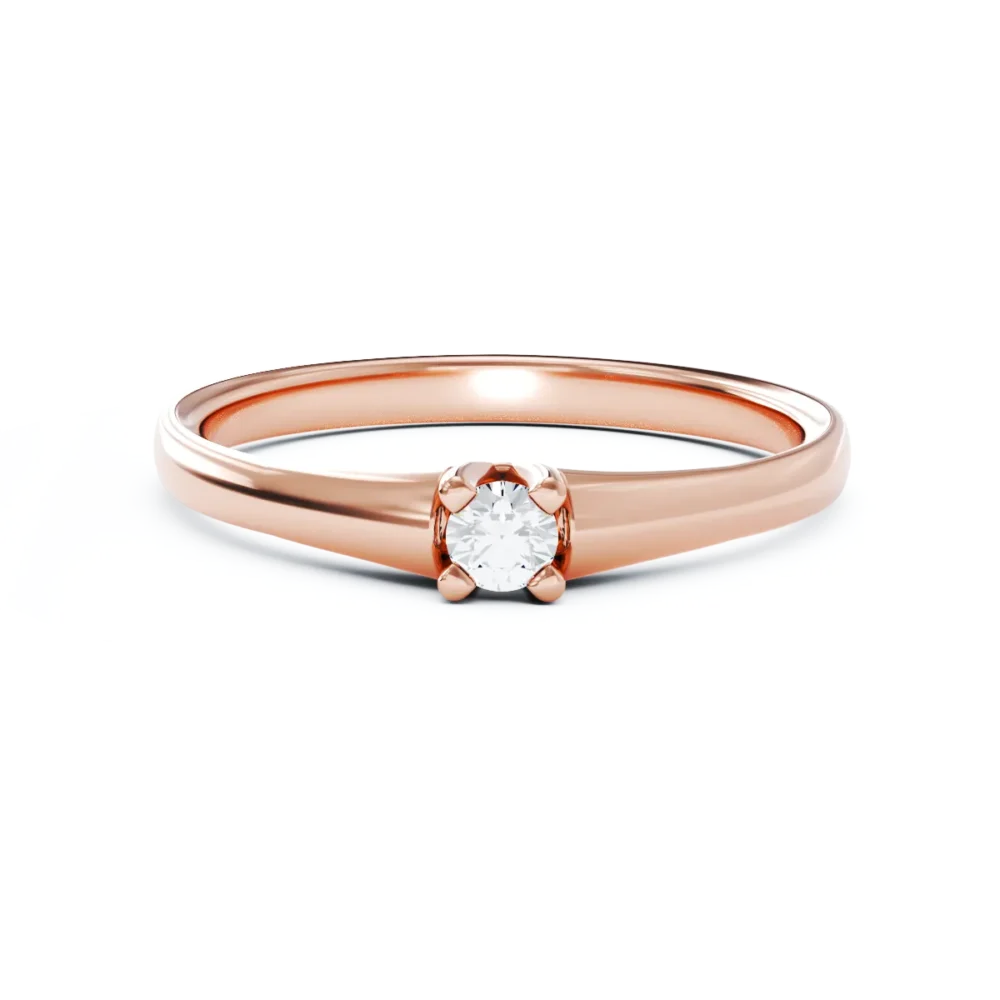 Inel de logodna din aur roz cu diamant de 0.145ct - imagine 3