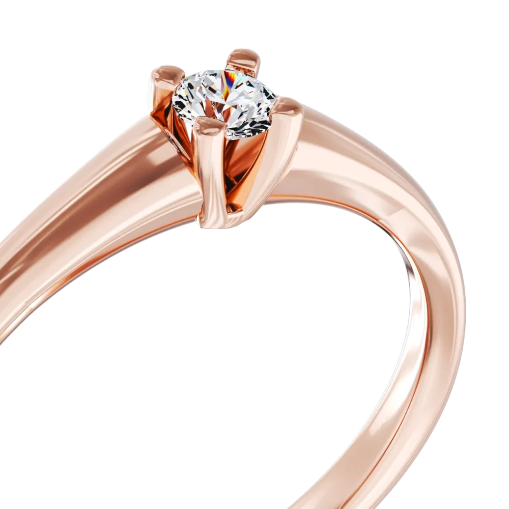 Inel de logodna din aur roz cu diamant de 0.145ct - imagine 4