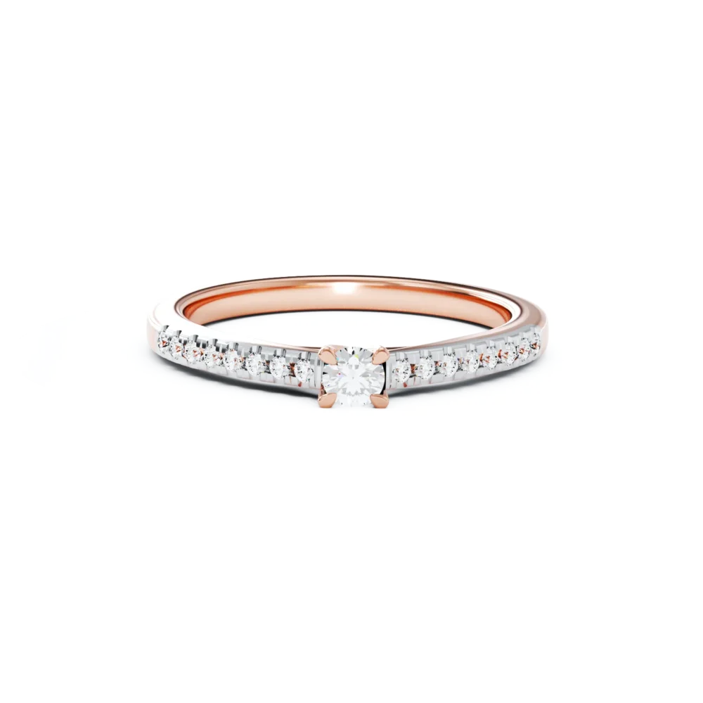 Inel de logodna din aur roz cu diamant de 0.15ct si diamante de 0.16ct - imagine 3