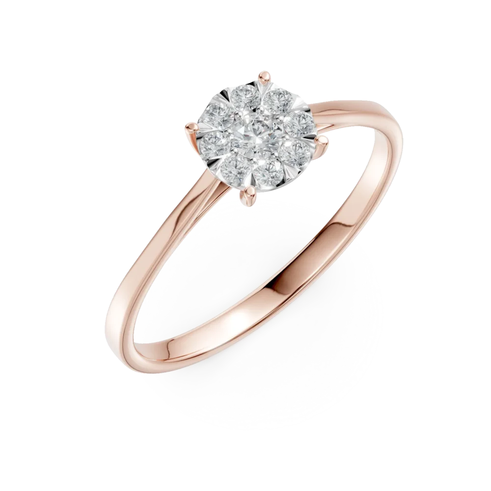 Inel de logodna din aur roz cu diamante de 0.255ct
