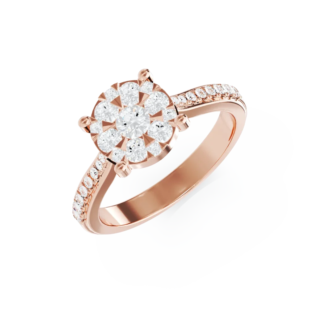 Inel de logodna din aur roz cu diamante de 0.49ct