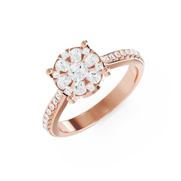 Inel de logodna din aur roz cu diamante de 0.49ct