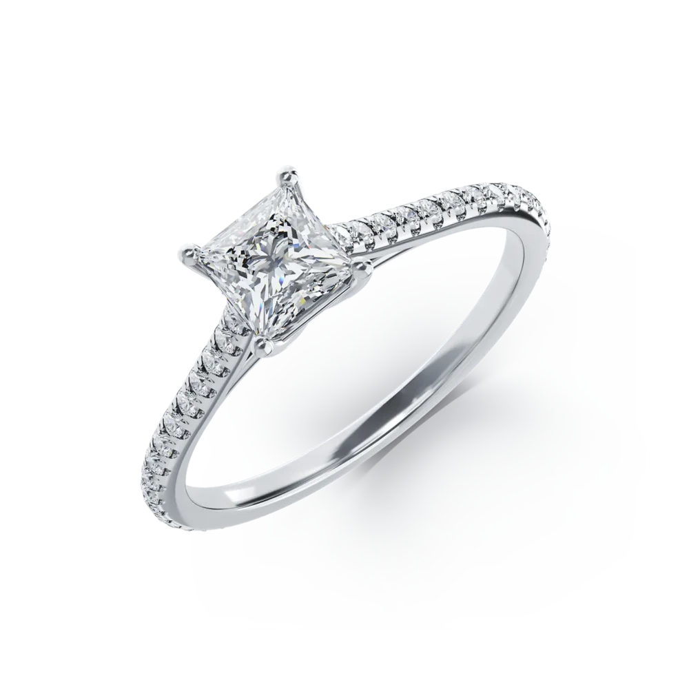 Inel de logodna din platina cu diamant de 0.6ct si diamante de 0.185ct