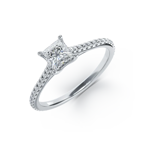 Inel de logodna din platina cu diamant de 0.6ct si diamante de 0.185ct