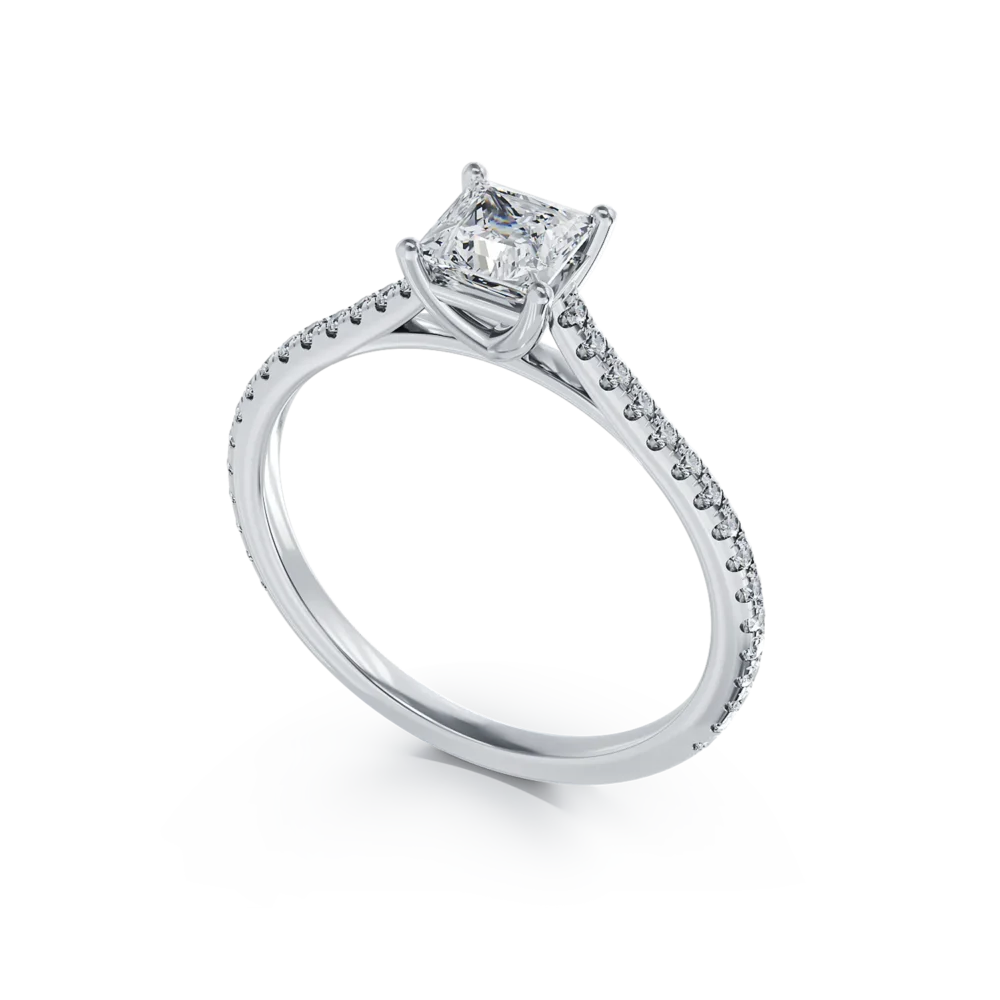 Inel de logodna din platina cu diamant de 0.6ct si diamante de 0.185ct - imagine 2