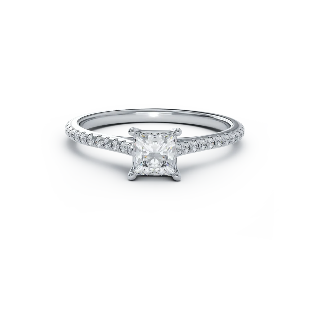 Inel de logodna din platina cu diamant de 0.6ct si diamante de 0.185ct - imagine 3