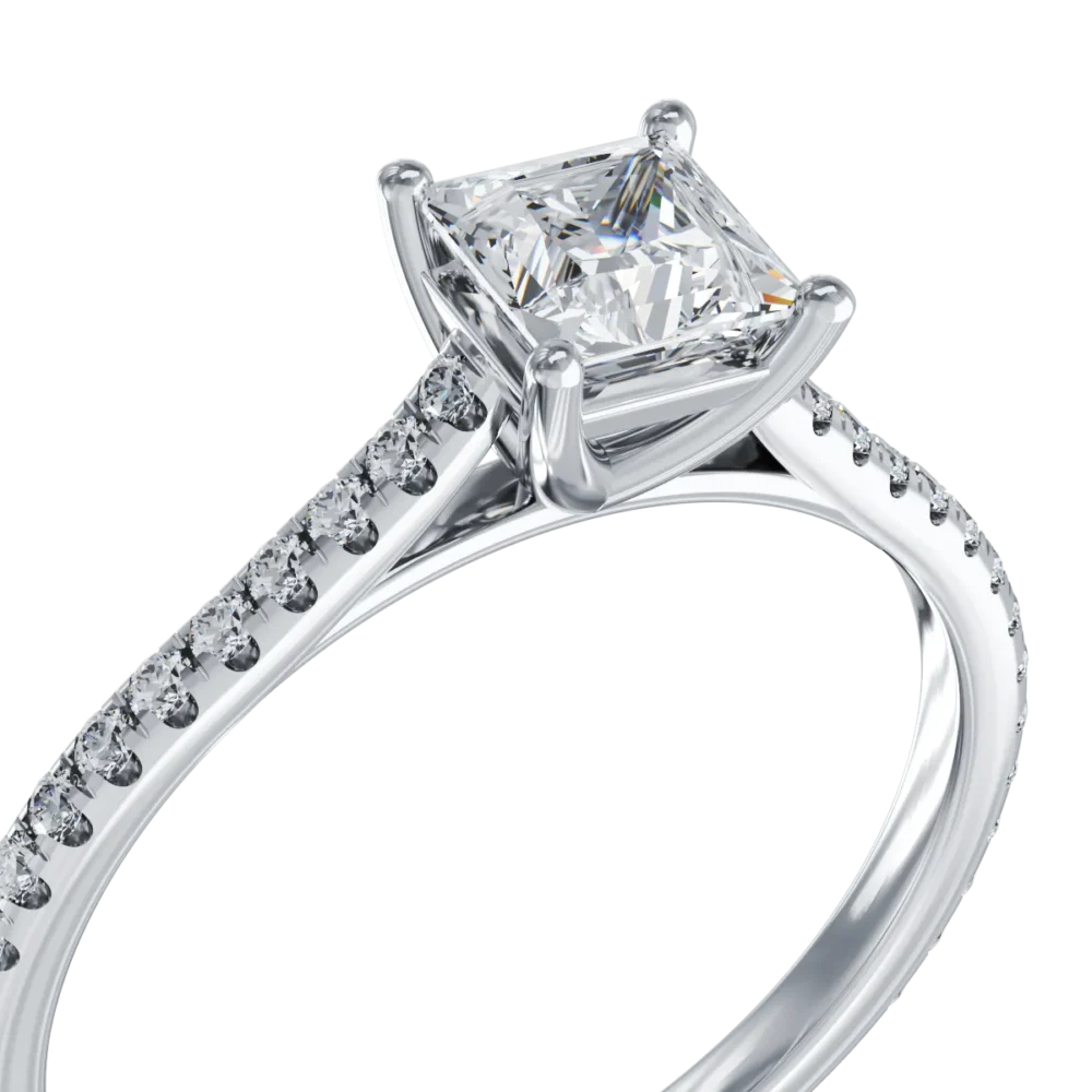 Inel de logodna din platina cu diamant de 0.6ct si diamante de 0.185ct - imagine 4