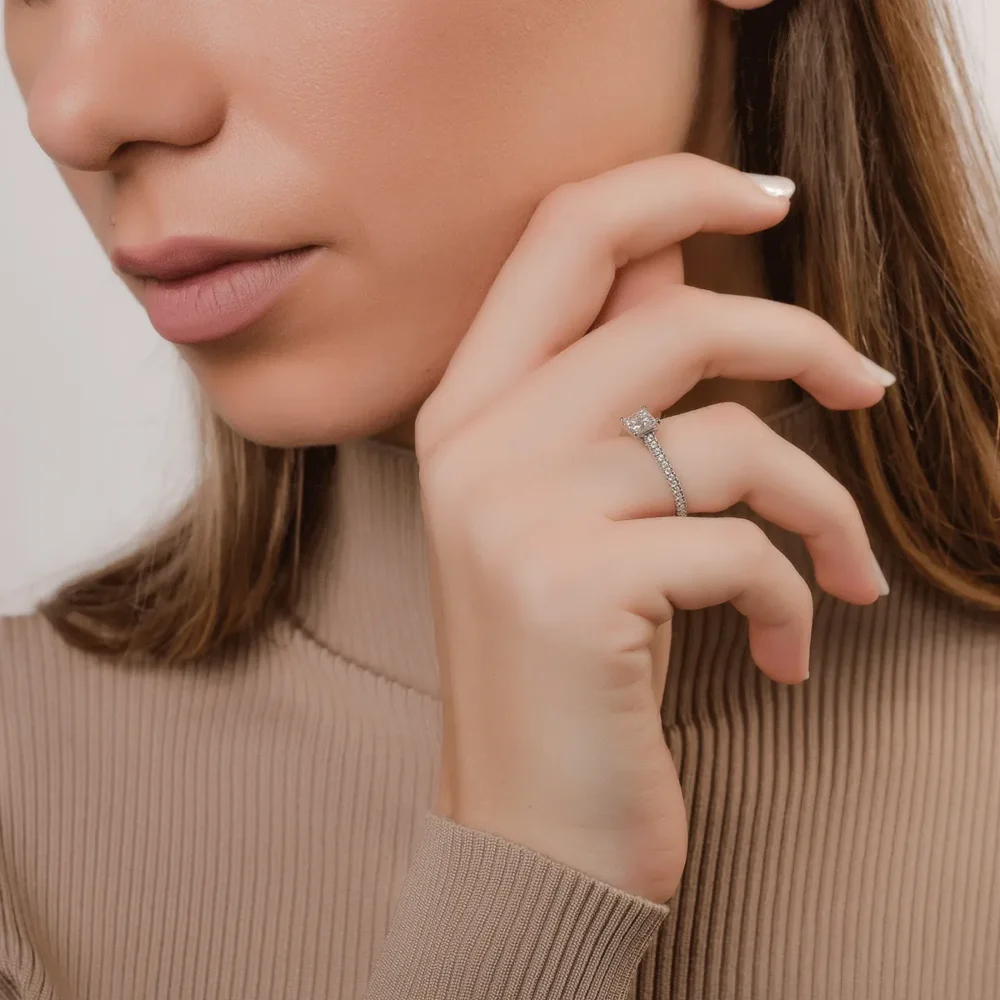 Inel de logodna din platina cu diamant de 0.6ct si diamante de 0.185ct - imagine 5