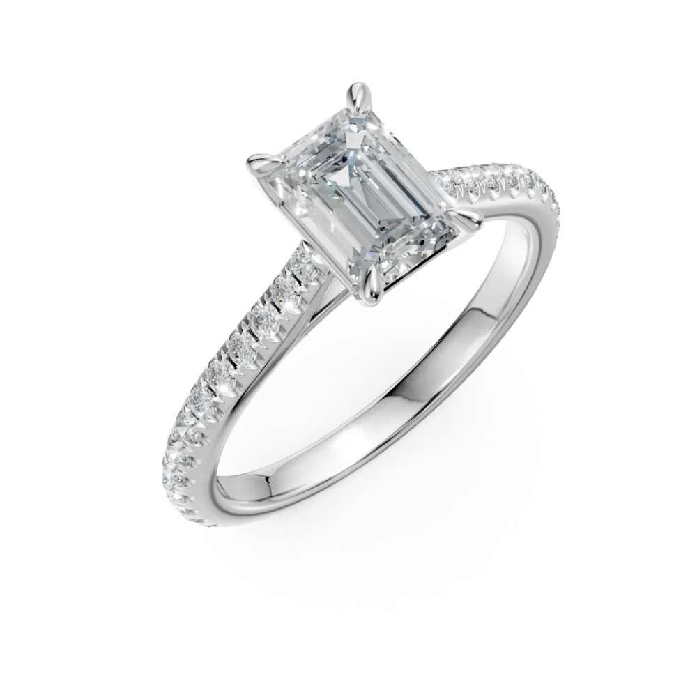 Inel de logodna din platina cu diamant emerald de 1.2ct si diamante de 0.28ct