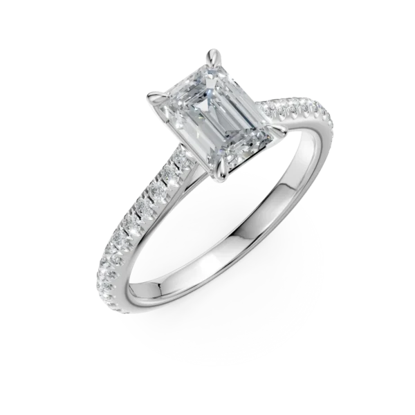 Inel de logodna din platina cu diamant emerald de 1.2ct si diamante de 0.28ct