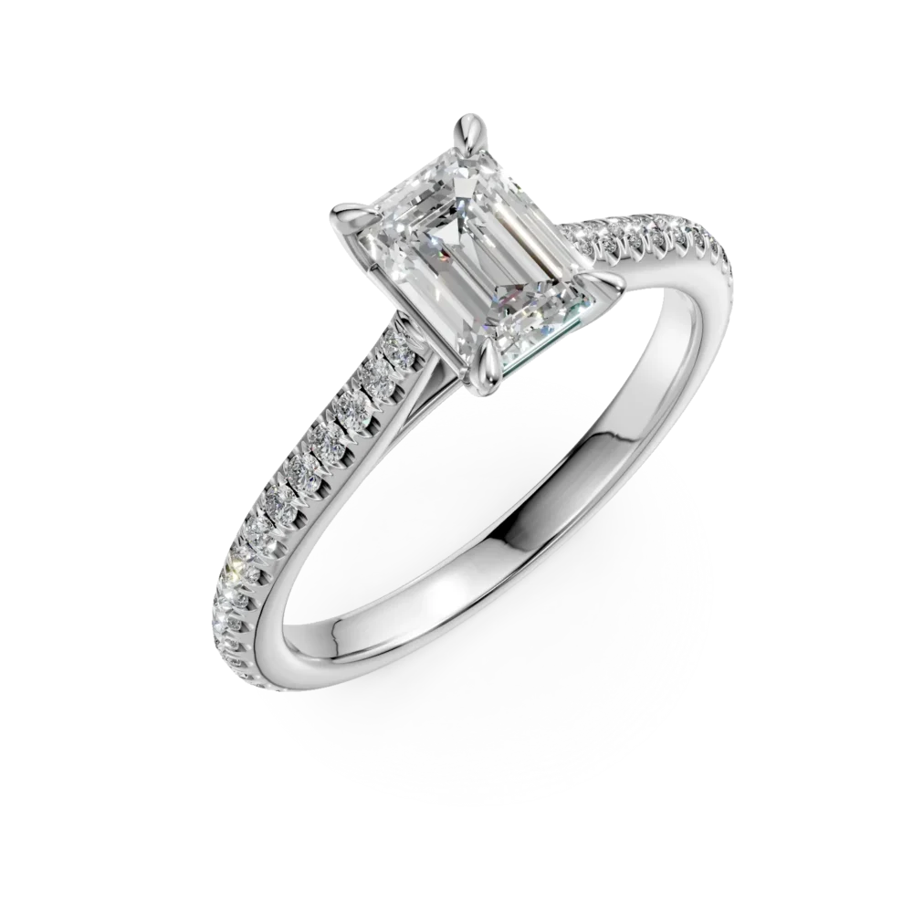 Inel de logodna din platina cu diamant emerald de 1ct si diamante de 0.2ct