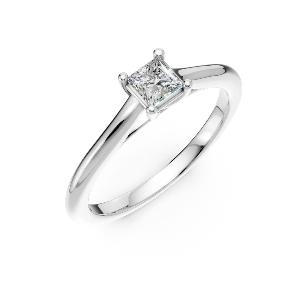 Inel de logodna din platina cu un diamant princess solitaire de 0.3ct