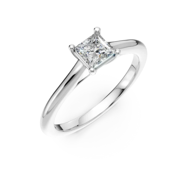 Inel de logodna din platina cu un diamant princess solitaire de 0.5ct