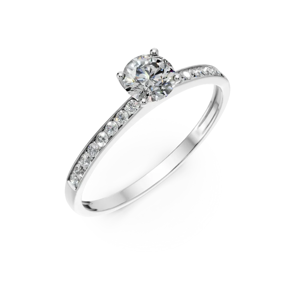 Inel de logodna solitaire pave din aur alb cu zirconii