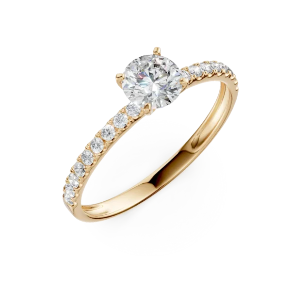 Inel de logodna solitaire pave din aur galben cu zirconia