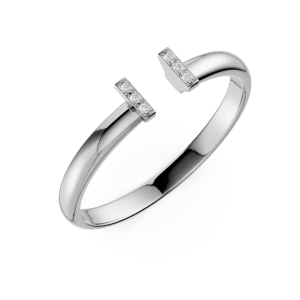 Inel deschis din aur alb cu diamante de 0.01ct
