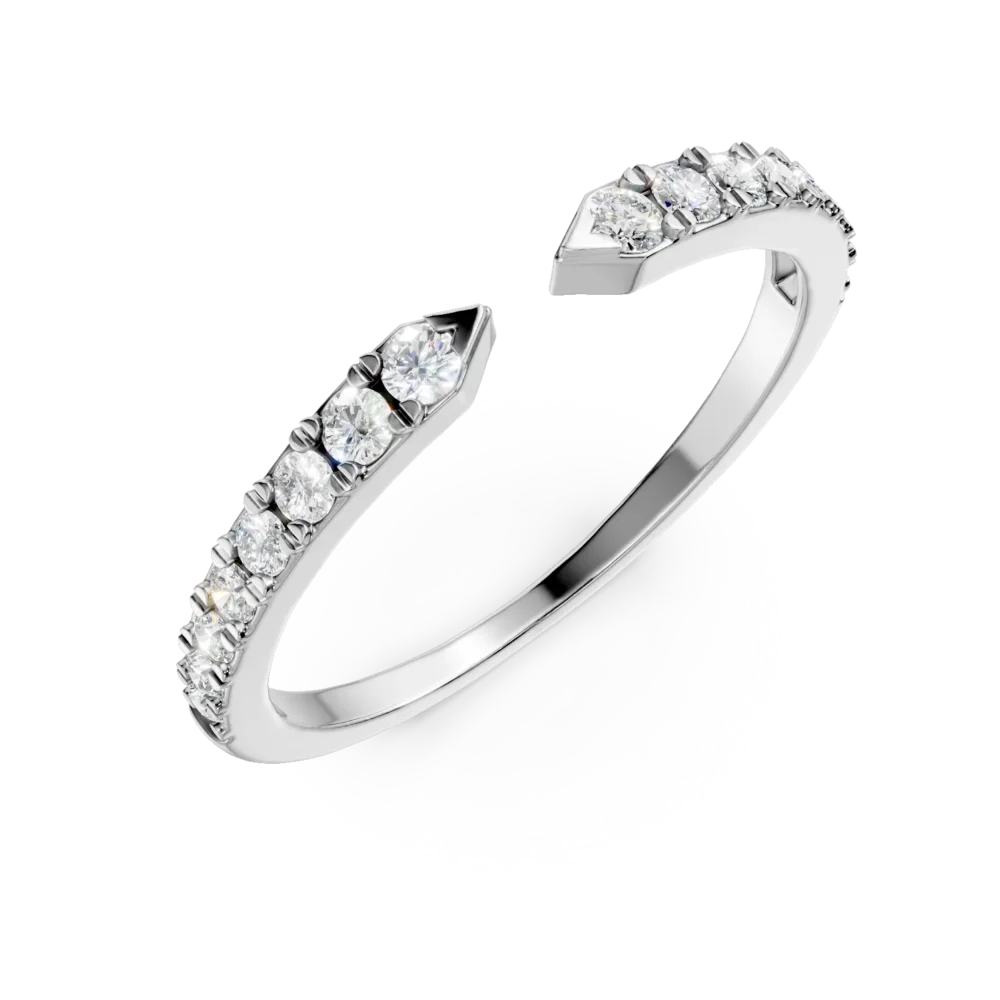 Inel deschis din aur alb cu diamante de 0.2ct