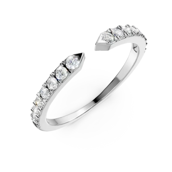 Inel deschis din aur alb cu diamante de 0.2ct