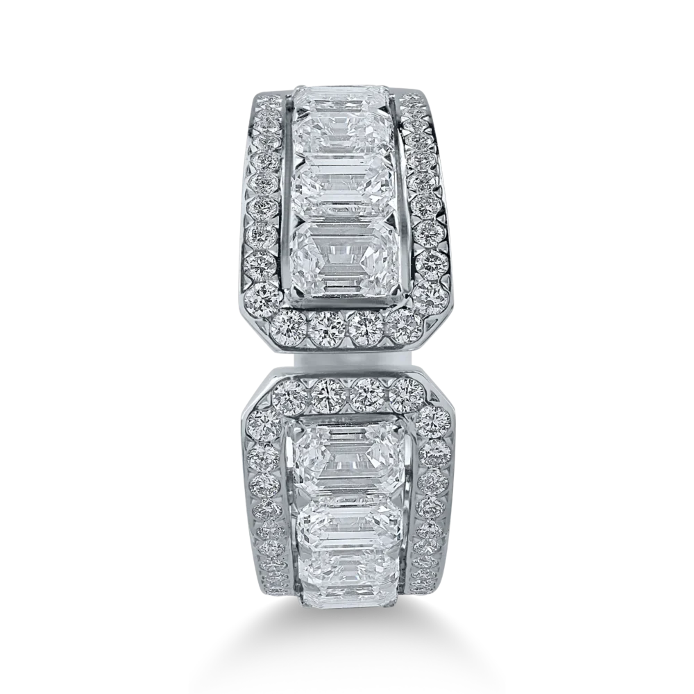 Inel deschis din aur alb cu diamante emerald si rotunde de 2.4ct - imagine 2