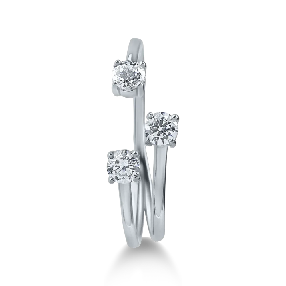 Inel deschis din aur alb cu zirconii - imagine 2