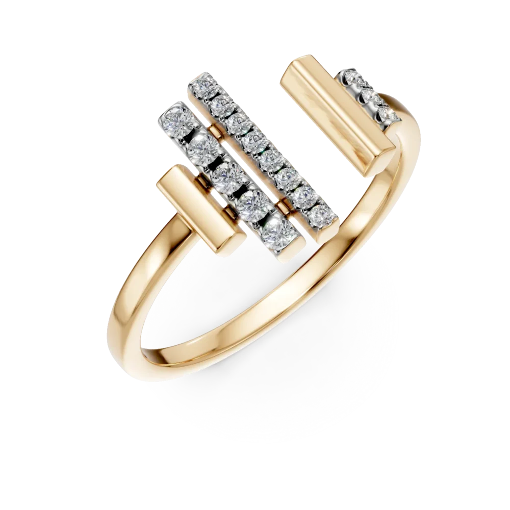 Inel deschis din aur galben cu diamante de 0.1ct