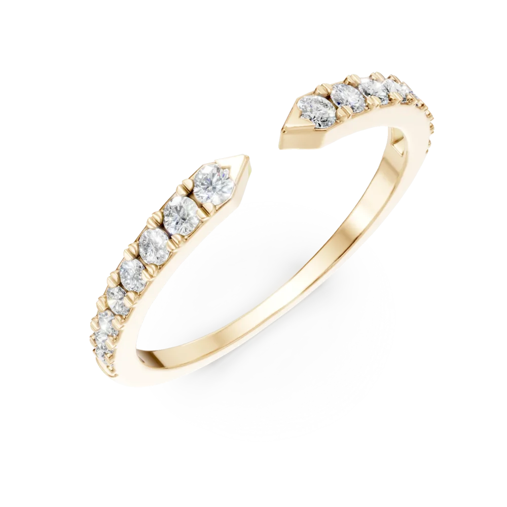 Inel deschis din aur galben cu diamante de 0.2ct