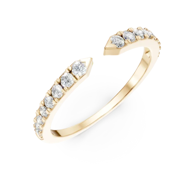 Inel deschis din aur galben cu diamante de 0.2ct