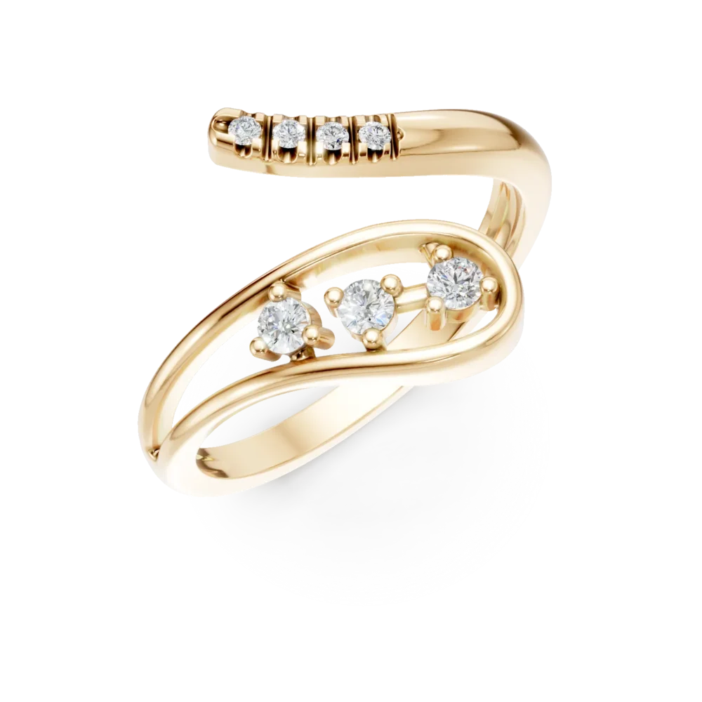 Inel deschis din aur galben cu zirconii