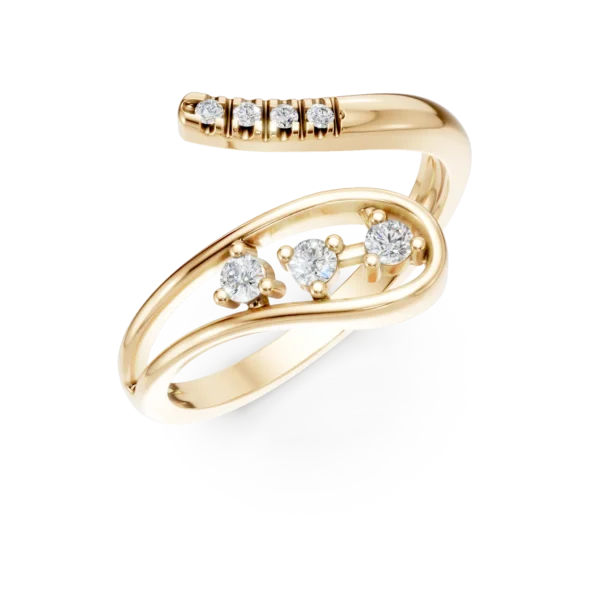 Inel deschis din aur galben cu zirconii