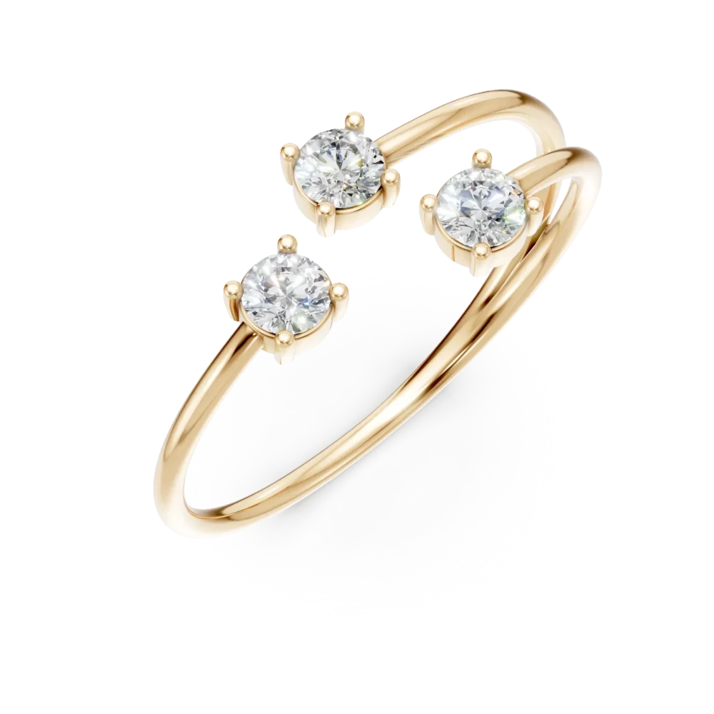 Inel deschis din aur galben cu zirconii