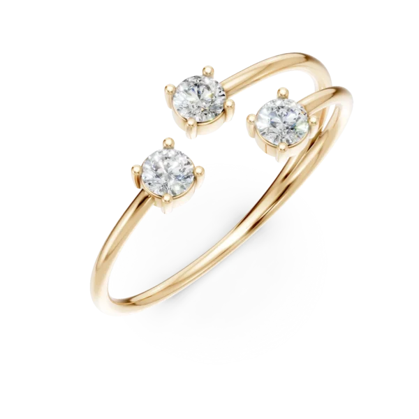 Inel deschis din aur galben cu zirconii