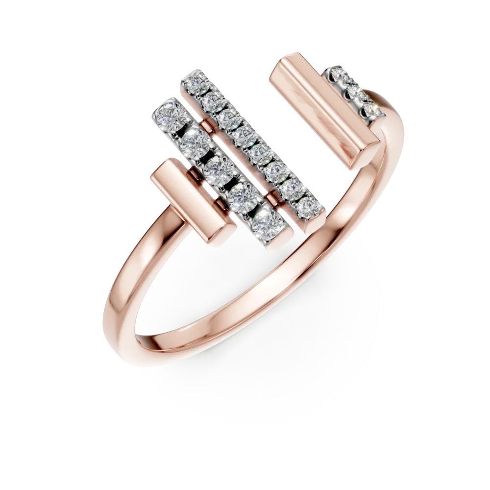 Inel deschis din aur roz cu diamante de 0.1ct