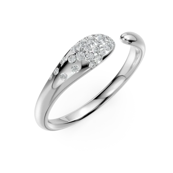 Inel deschis minimalist din aur alb cu diamante de 0.2ct