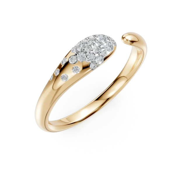 Inel deschis minimalist din aur galben cu diamante de 0.2ct