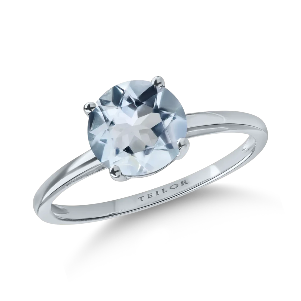Inel din aur alb cu acvamarin de 0.9ct
