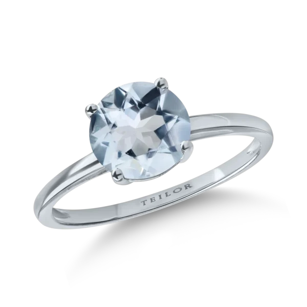 Inel din aur alb cu acvamarin de 0.9ct