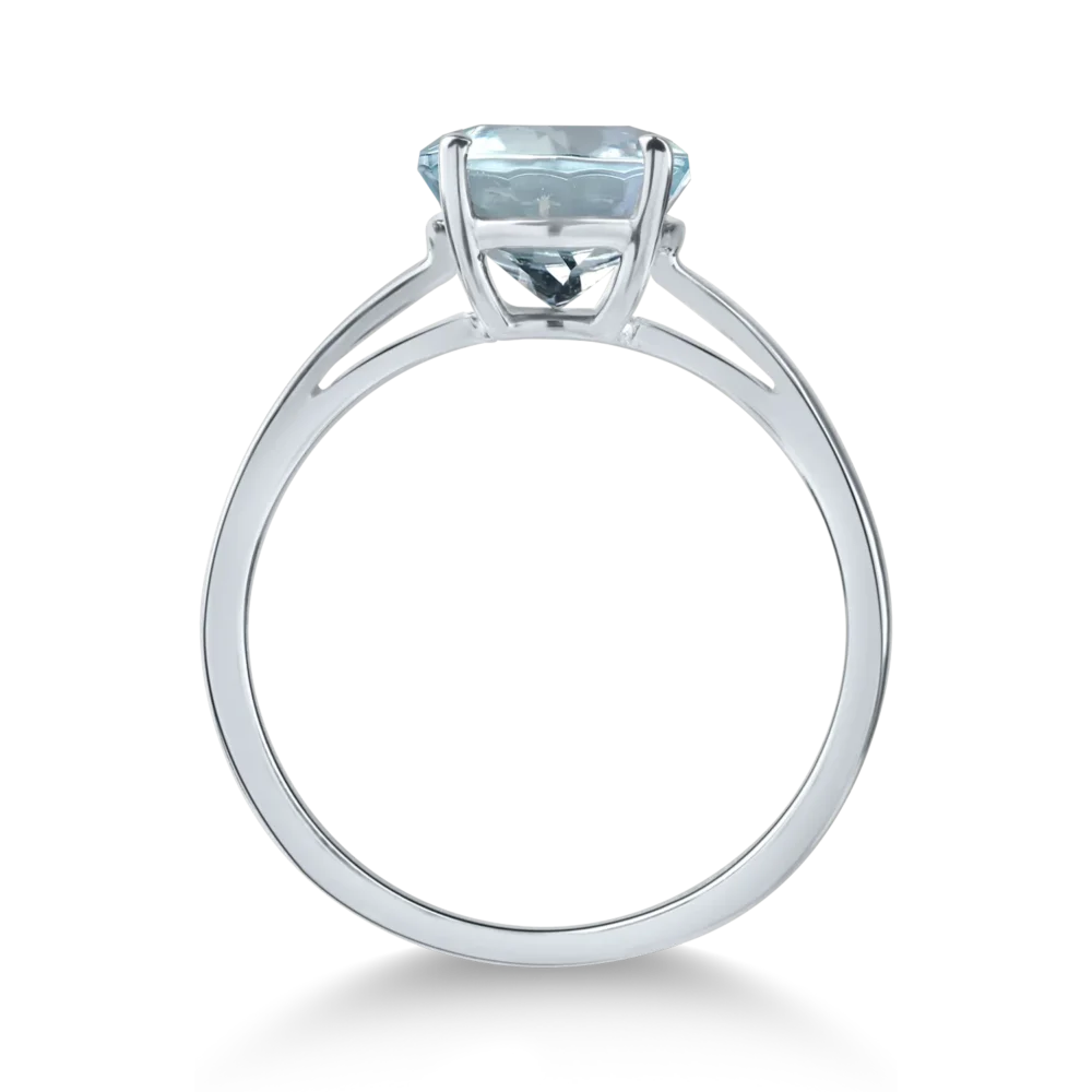 Inel din aur alb cu acvamarin de 0.9ct - imagine 2