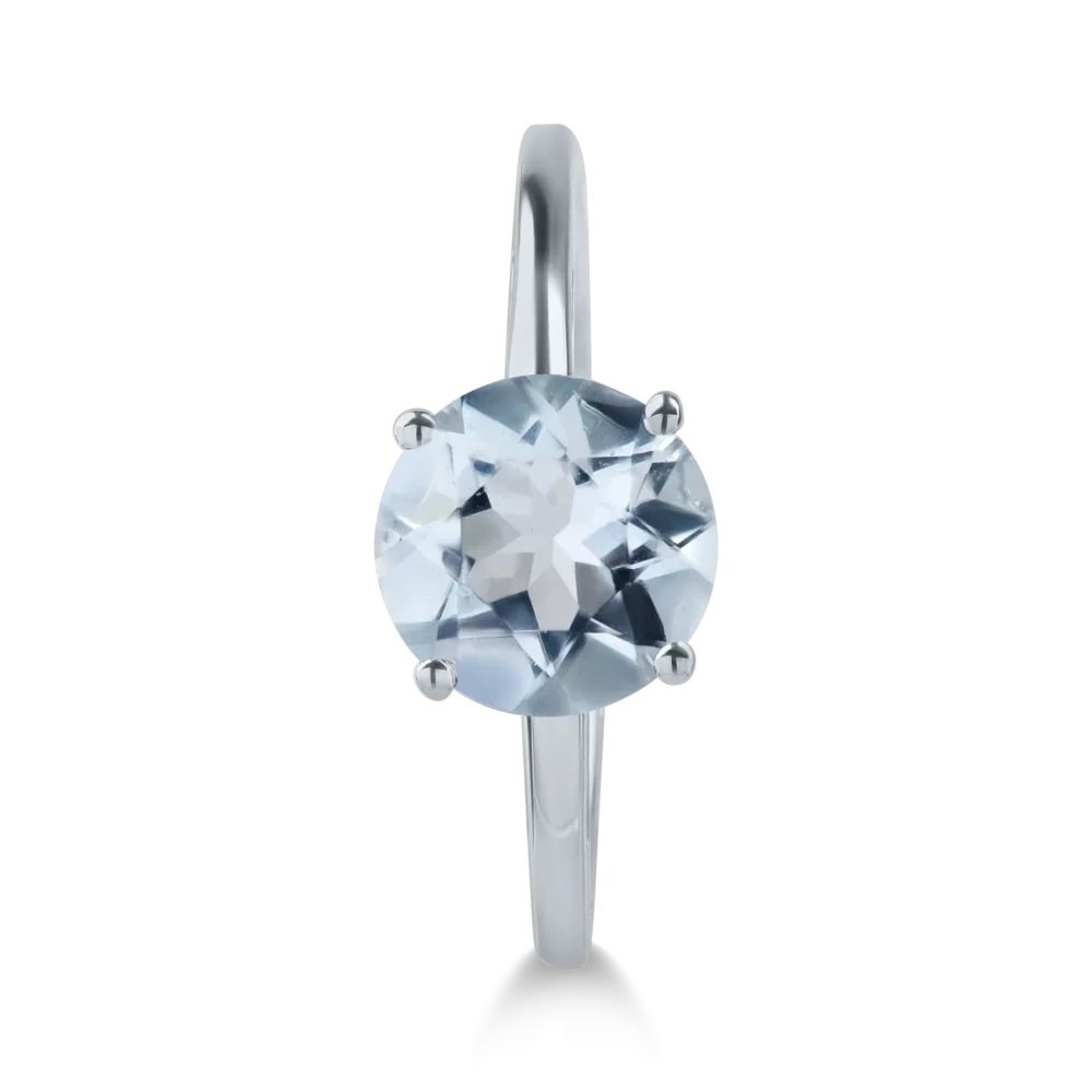 Inel din aur alb cu acvamarin de 0.9ct - imagine 3