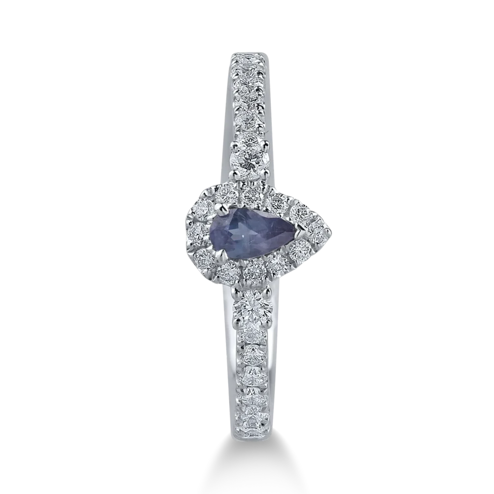 Inel din aur alb cu alexandrit pear de 0.19ct si diamante de 0.4ct - imagine 2