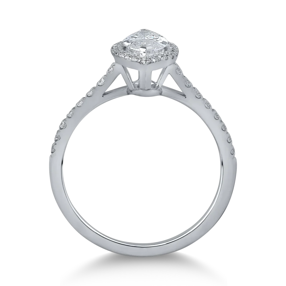 Inel din aur alb cu diamant marquise de 0.7ct si diamante de 0.3ct - imagine 2