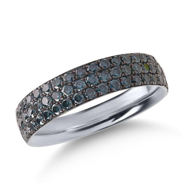 Inel din aur alb cu diamante albastre microsetting de 0.8ct