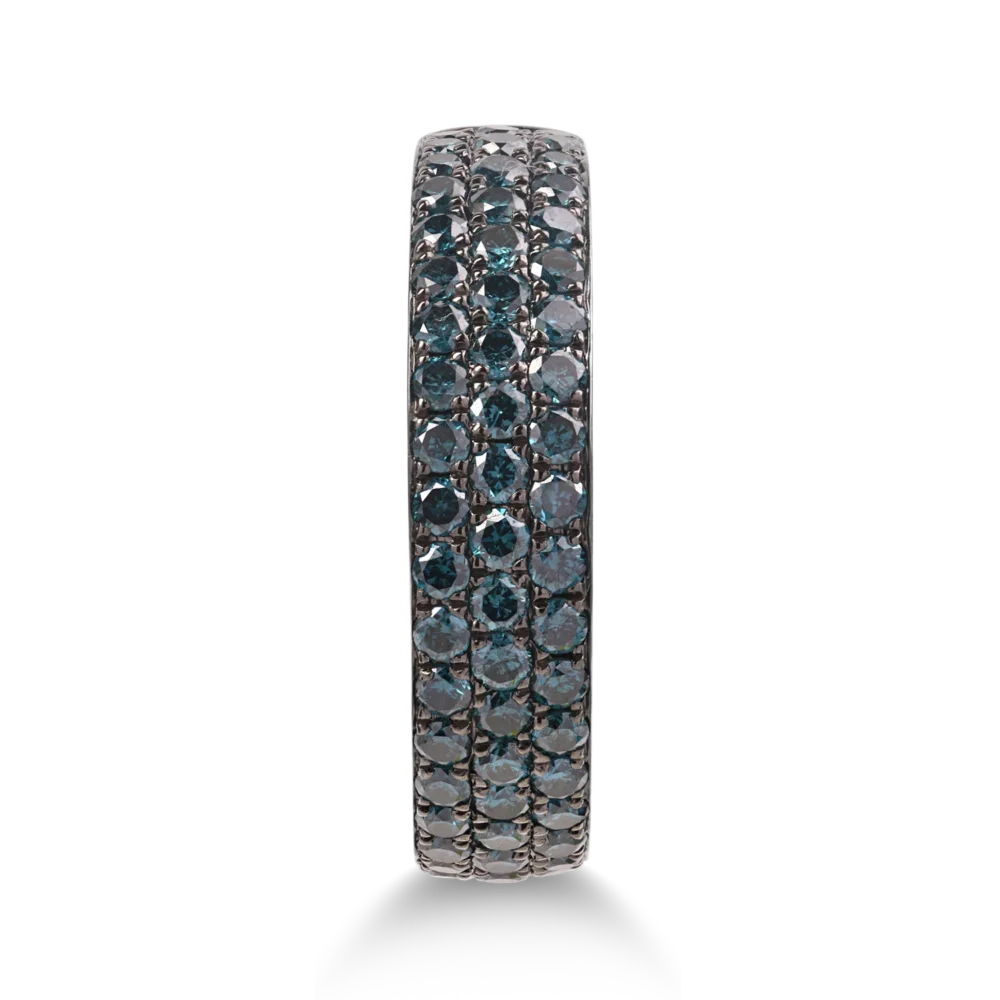 Inel din aur alb cu diamante albastre microsetting de 0.8ct - imagine 2