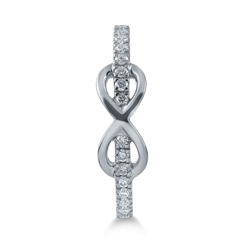 Inel cu infinit din aur alb cu diamante de 0.1ct - imagine 2