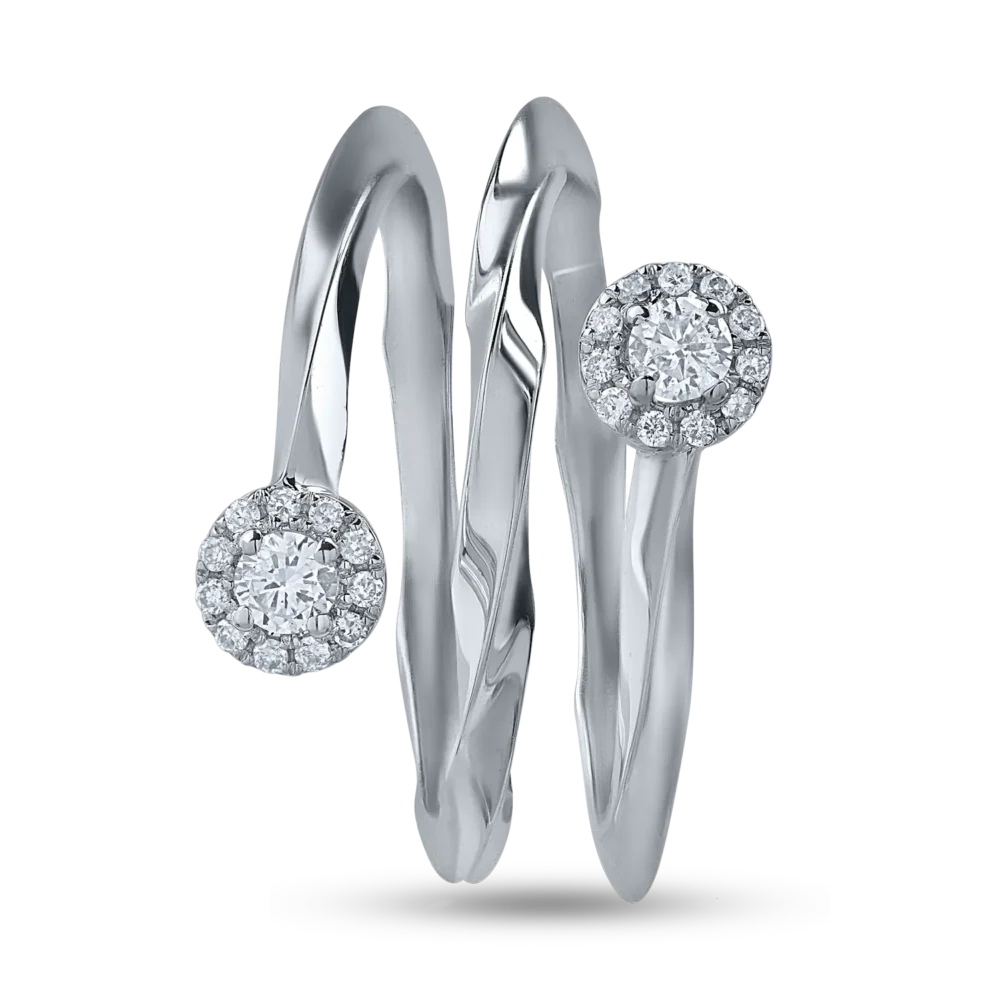 Inel din aur alb cu diamante de 0.24ct - imagine 2