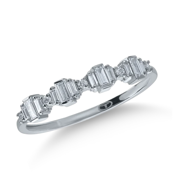 Inel din aur alb cu diamante baguette de 0.2ct