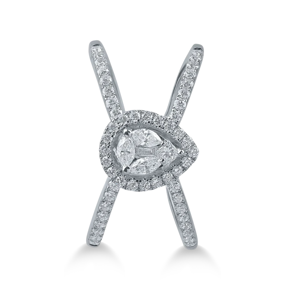 Inel din aur alb cu diamante de 0.55ct - imagine 2